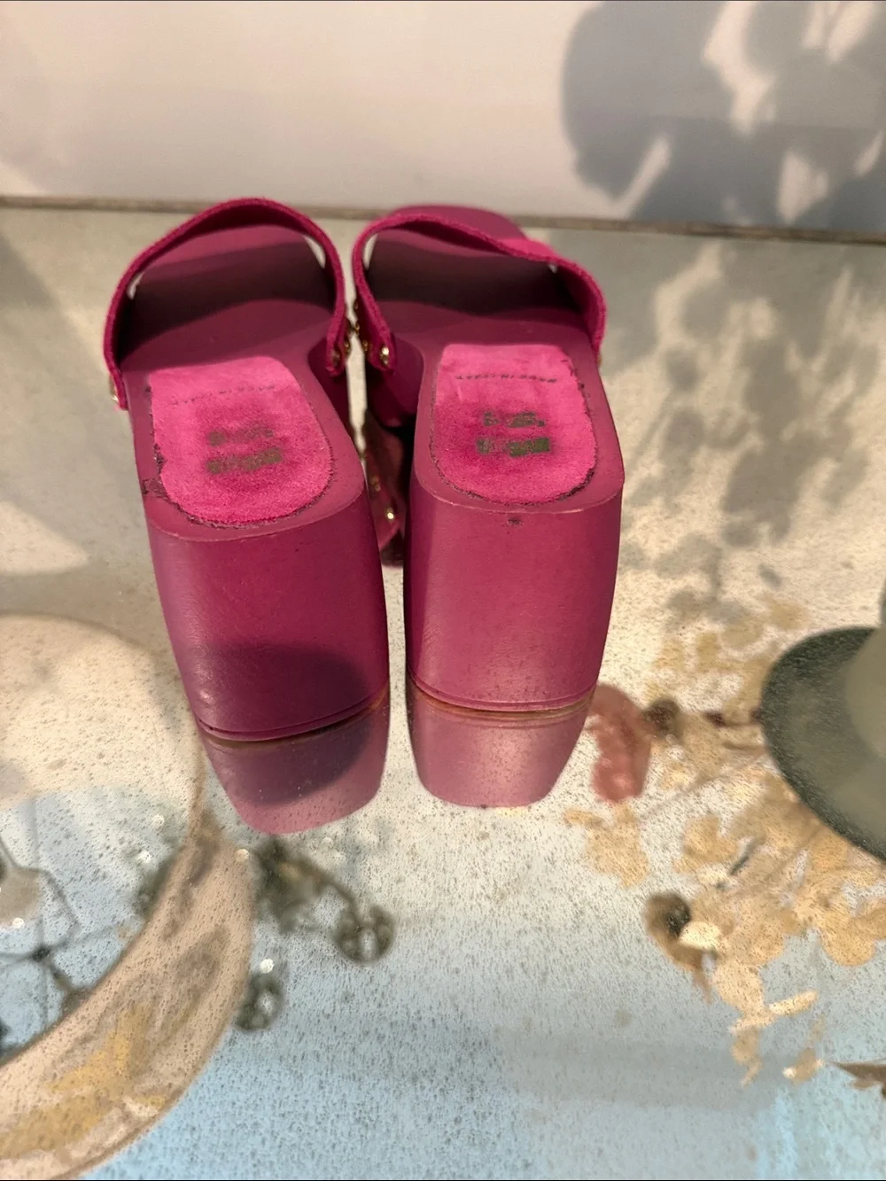 Moma Fuchsia Suede Platform Slide Sandals